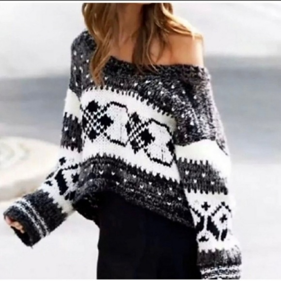 Free People Sweaters - Free People Cropped Fair Isle Knit Sweater sz S
